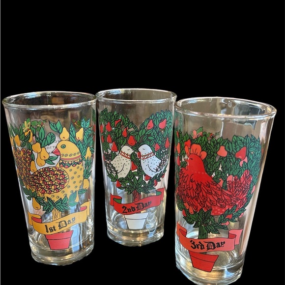 Vintage Indiana Glass Twelve Days of Christmas 3 Piece Glass Set 1, 2 and 3 - Picture 2 of 2